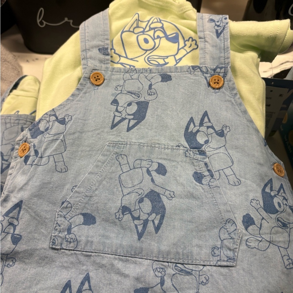 Adorable Blue Character Print Kids Overalls